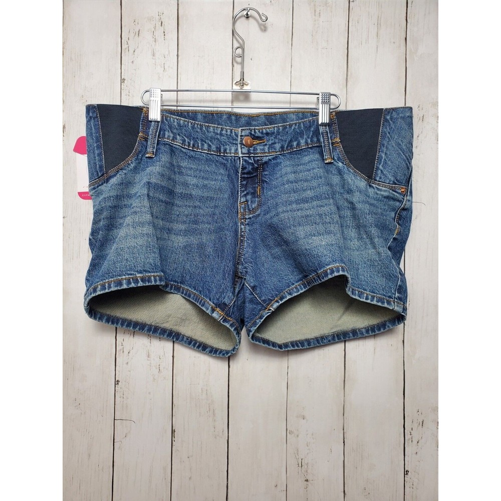 ISABELLE MATERNITY WMNS Medium Wash Stretch Midi Jean Shorts Sz 10 New With Tags